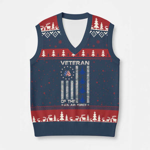 Veteran Of The US Air Force V-Neck Knit Sweater Vest Vintage Camo USA Flag Veterans TS10 Navy Red Print Your Wear