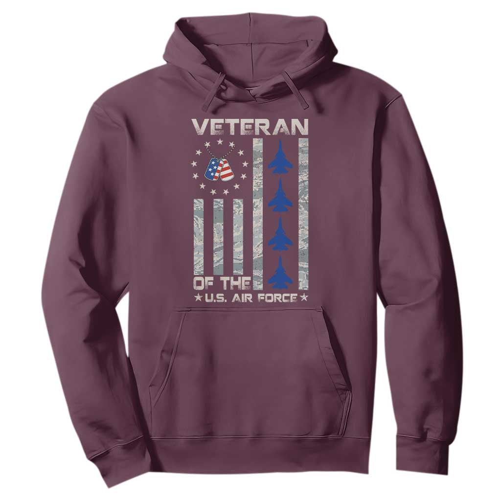 Veteran Of The US Air Force Hoodie Vintage Camo USA Flag Veterans TS10 Maroon Print Your Wear
