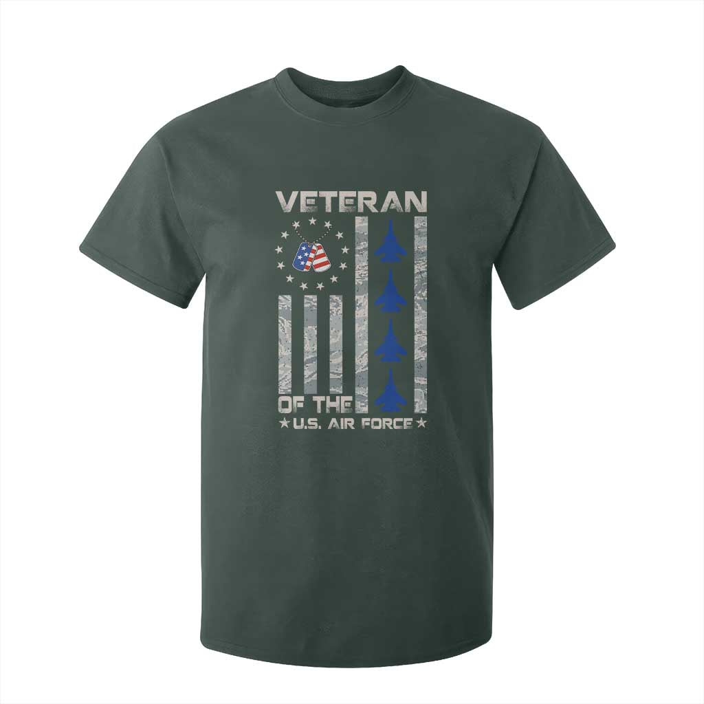 Veteran Of The US Air Force T Shirt For Kid Vintage Camo USA Flag Veterans TS10 Dark Forest Green Print Your Wear