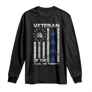 Veteran Of The US Air Force Long Sleeve Shirt Vintage Camo USA Flag Veterans TS10 Black Print Your Wear