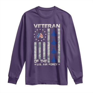 Veteran Of The US Air Force Long Sleeve Shirt Vintage Camo USA Flag Veterans TS10 Purple Print Your Wear