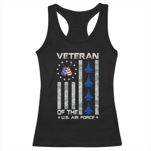 Veteran Of The US Air Force Racerback Tank Top Vintage Camo USA Flag Veterans TS10 Black Print Your Wear