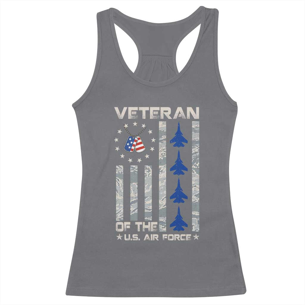 Veteran Of The US Air Force Racerback Tank Top Vintage Camo USA Flag Veterans TS10 Charcoal Print Your Wear