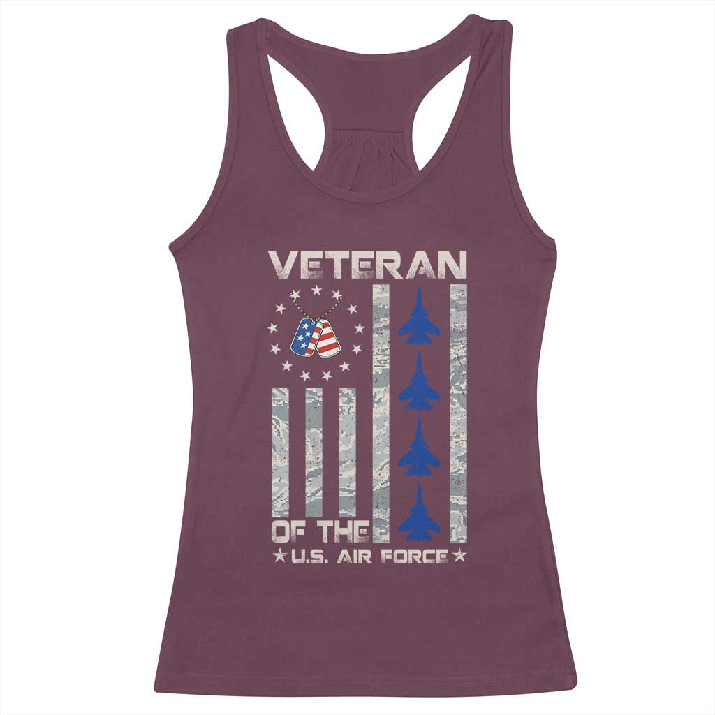 Veteran Of The US Air Force Racerback Tank Top Vintage Camo USA Flag Veterans TS10 Maroon Print Your Wear