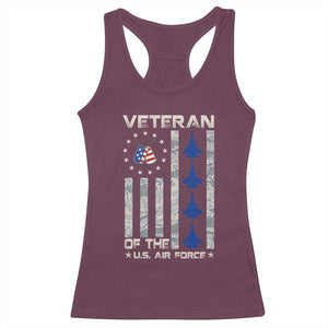 Veteran Of The US Air Force Racerback Tank Top Vintage Camo USA Flag Veterans TS10 Maroon Print Your Wear