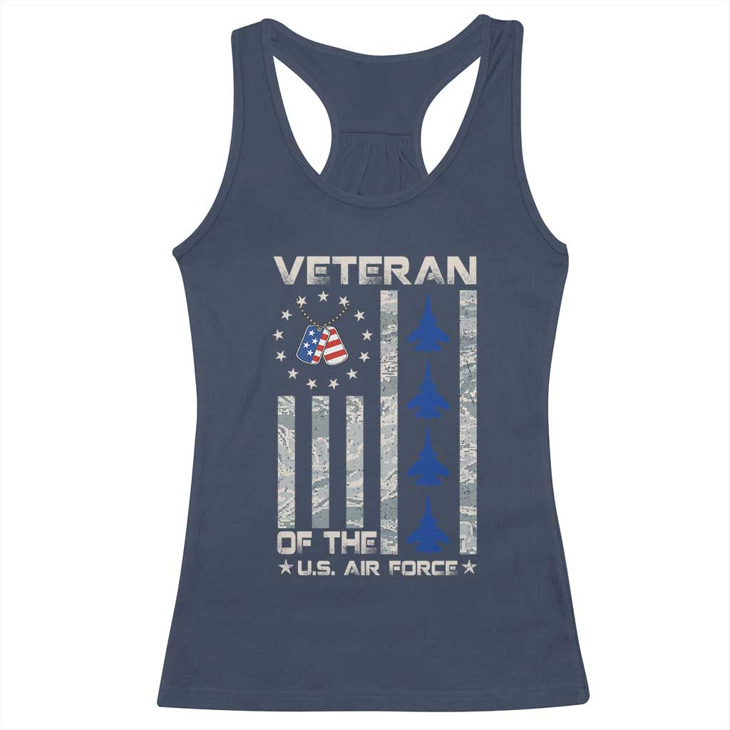 Veteran Of The US Air Force Racerback Tank Top Vintage Camo USA Flag Veterans TS10 Navy Print Your Wear
