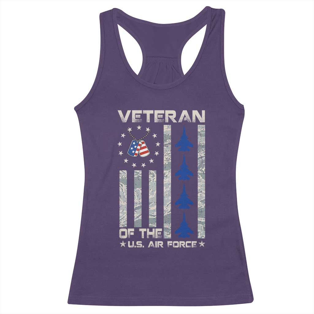 Veteran Of The US Air Force Racerback Tank Top Vintage Camo USA Flag Veterans TS10 Purple Print Your Wear