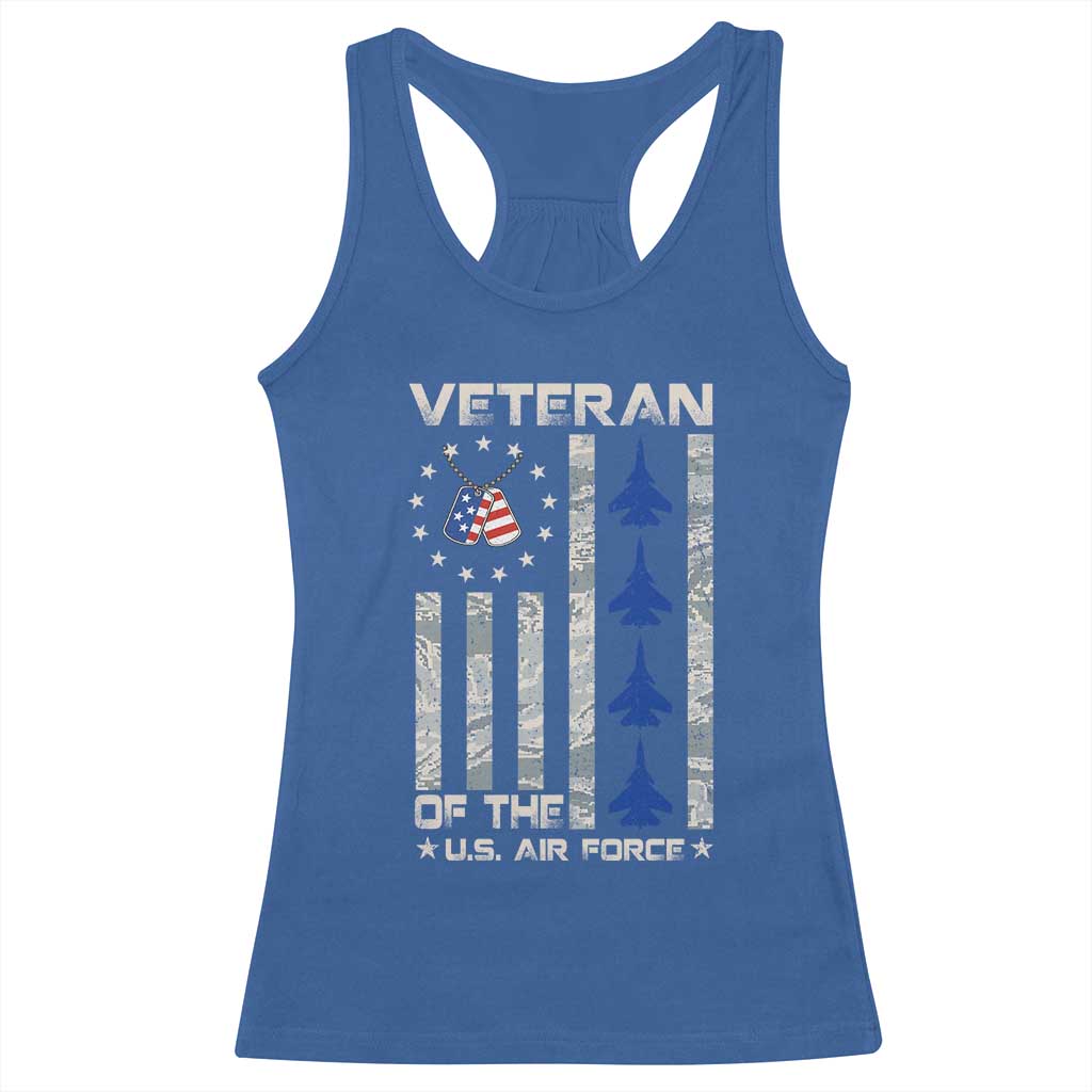 Veteran Of The US Air Force Racerback Tank Top Vintage Camo USA Flag Veterans TS10 Royal Blue Print Your Wear