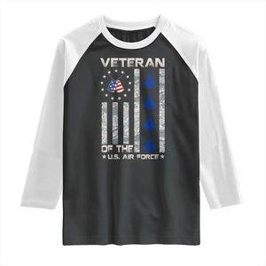 Veteran Of The US Air Force Raglan Shirt Vintage Camo USA Flag Veterans TS10 Black White Print Your Wear