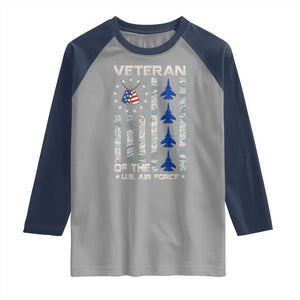 Veteran Of The US Air Force Raglan Shirt Vintage Camo USA Flag Veterans TS10 Sport Gray Navy Print Your Wear