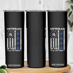 Veteran Of The US Air Force Skinny Tumbler Vintage Camo USA Flag Veterans TS10 Print Your Wear