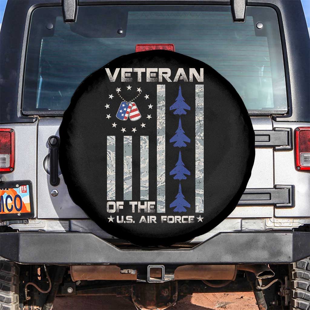 Veteran Of The US Air Force Spare Tire Cover Vintage Camo USA Flag Veterans TS10 No hole Black Print Your Wear