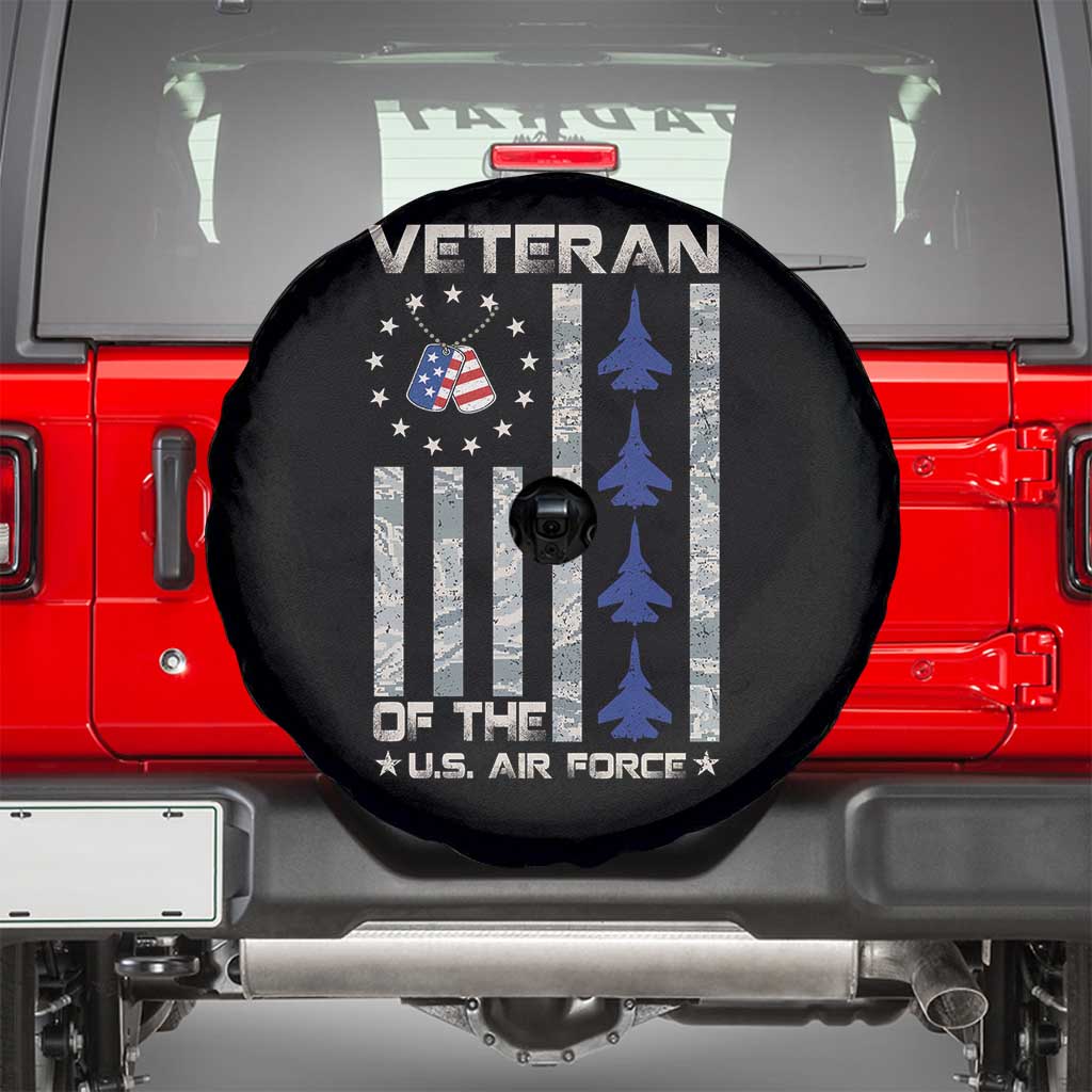 Veteran Of The US Air Force Spare Tire Cover Vintage Camo USA Flag Veterans TS10 Black Print Your Wear