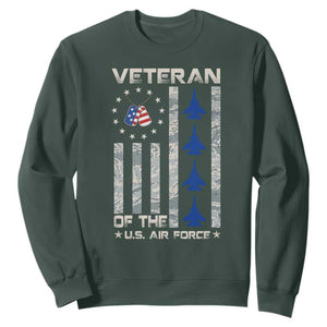 Veteran Of The US Air Force Sweatshirt Vintage Camo USA Flag Veterans TS10 Dark Forest Green Print Your Wear