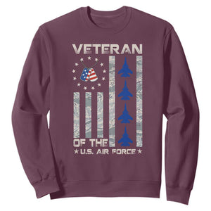 Veteran Of The US Air Force Sweatshirt Vintage Camo USA Flag Veterans TS10 Maroon Print Your Wear