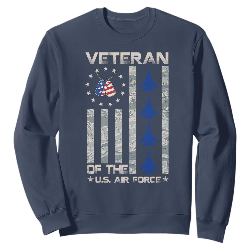 Veteran Of The US Air Force Sweatshirt Vintage Camo USA Flag Veterans TS10 Navy Print Your Wear