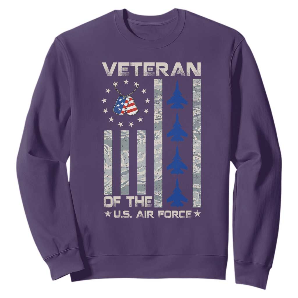 Veteran Of The US Air Force Sweatshirt Vintage Camo USA Flag Veterans TS10 Purple Print Your Wear