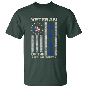 Veteran Of The US Air Force T Shirt Vintage Camo USA Flag Veterans TS10 Dark Forest Green Print Your Wear