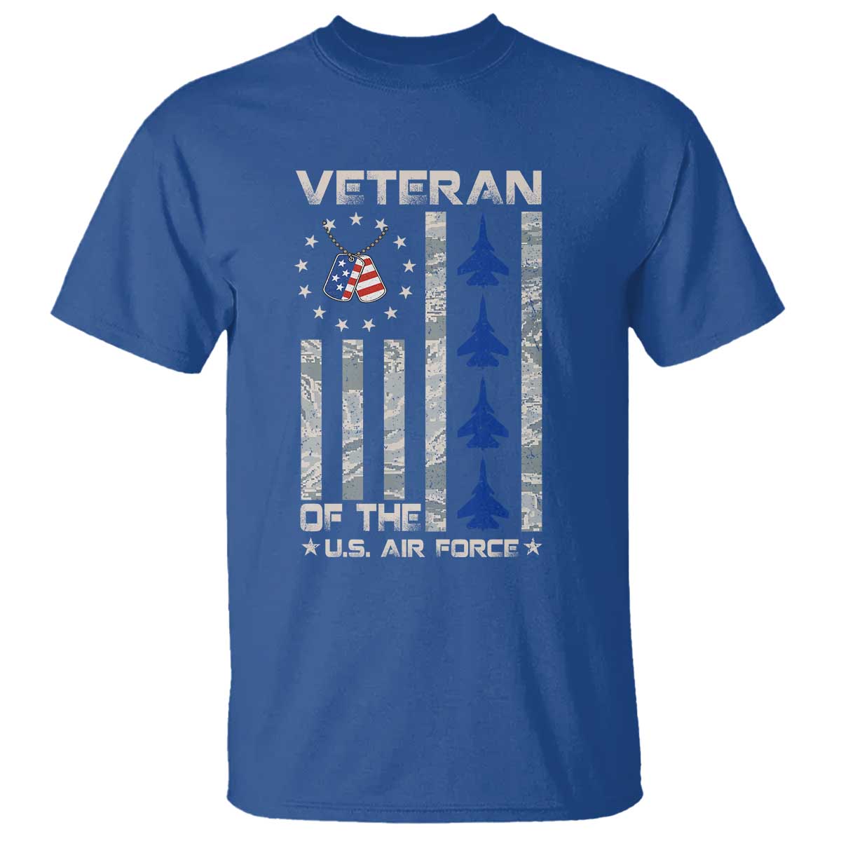 Veteran Of The US Air Force T Shirt Vintage Camo USA Flag Veterans TS10 Royal Blue Print Your Wear