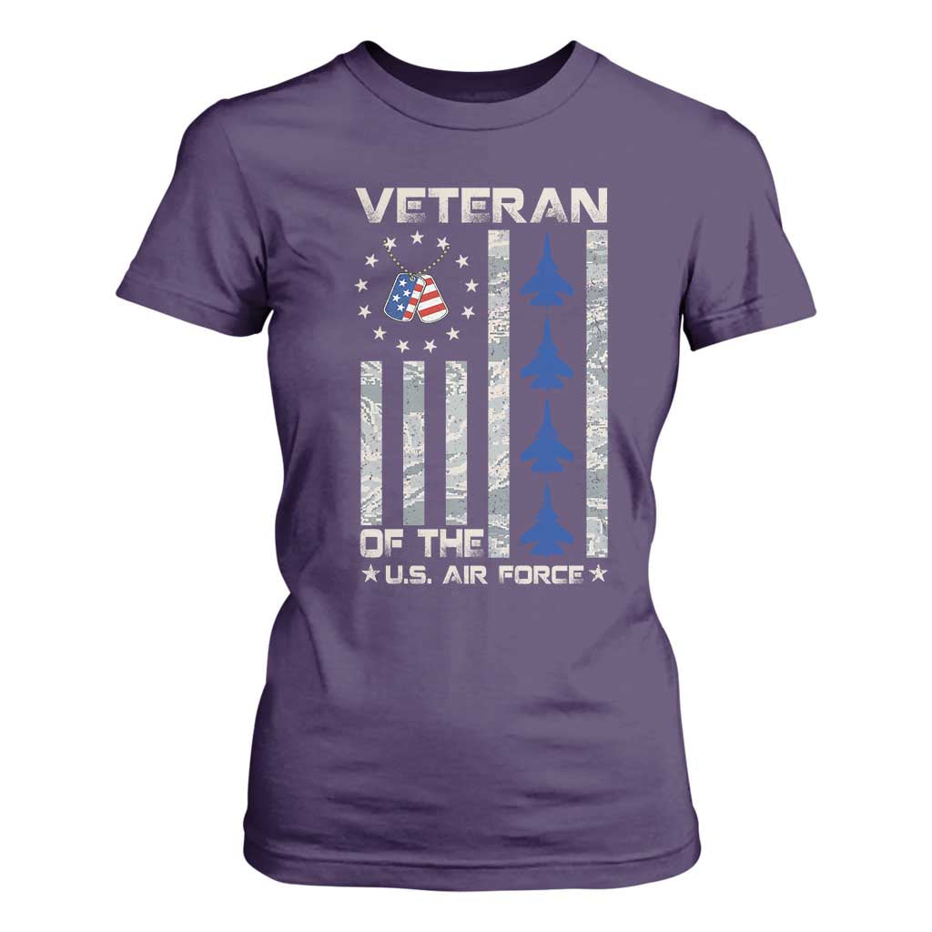 Veteran Of The US Air Force T Shirt For Women Vintage Camo USA Flag Veterans TS10 Purple Print Your Wear