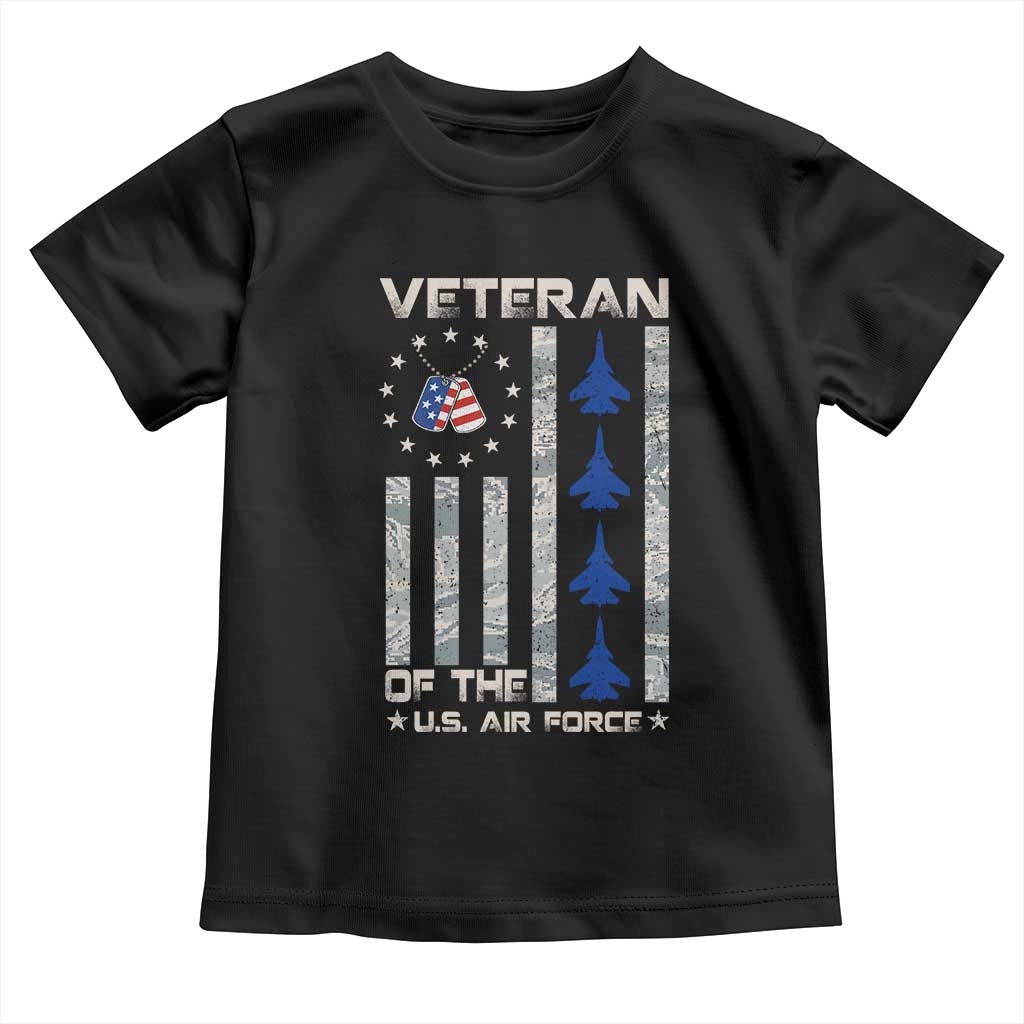 Veteran Of The US Air Force Toddler T Shirt Vintage Camo USA Flag Veterans TS10 Black Print Your Wear