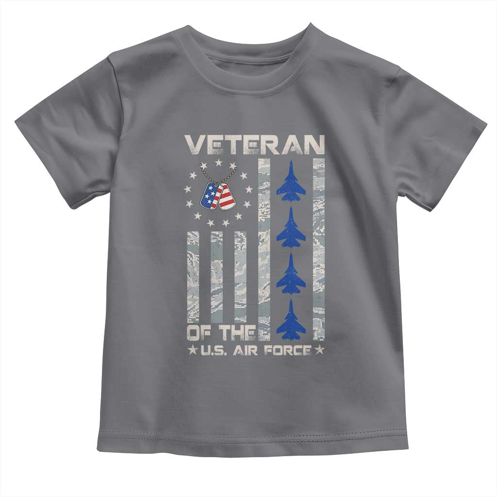 Veteran Of The US Air Force Toddler T Shirt Vintage Camo USA Flag Veterans TS10 Charcoal Print Your Wear