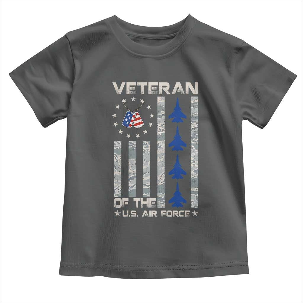 Veteran Of The US Air Force Toddler T Shirt Vintage Camo USA Flag Veterans TS10 Dark Heather Print Your Wear