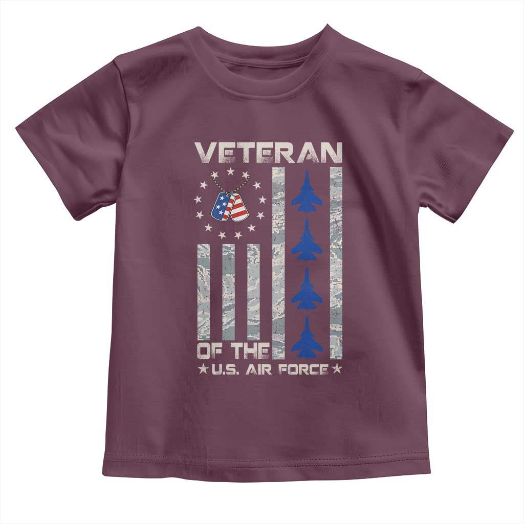 Veteran Of The US Air Force Toddler T Shirt Vintage Camo USA Flag Veterans TS10 Maroon Print Your Wear