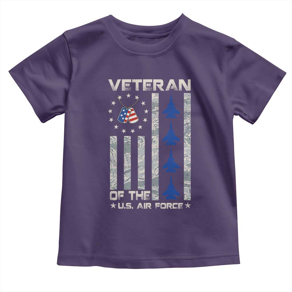Veteran Of The US Air Force Toddler T Shirt Vintage Camo USA Flag Veterans TS10 Purple Print Your Wear