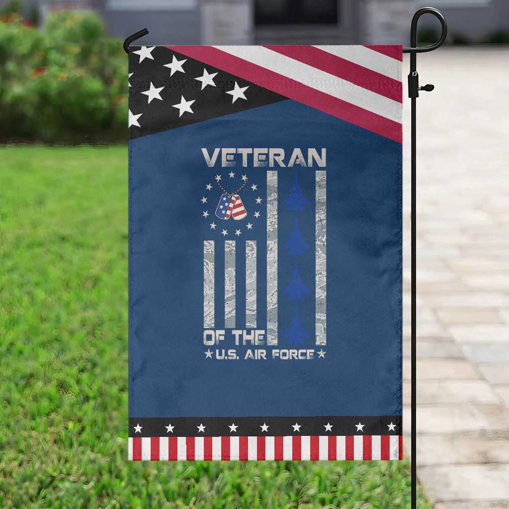 Veteran Of The US Air Force Garden Flag Vintage Camo USA Flag Veterans TS10 Classic Blue Black Print Your Wear