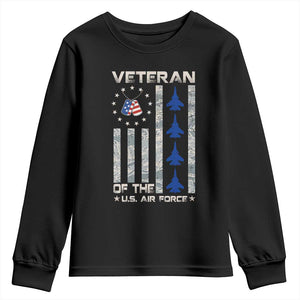 Veteran Of The US Air Force Youth Sweatshirt Vintage Camo USA Flag Veterans TS10 Black Print Your Wear