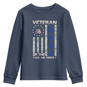 Veteran Of The US Air Force Youth Sweatshirt Vintage Camo USA Flag Veterans TS10 Navy Print Your Wear