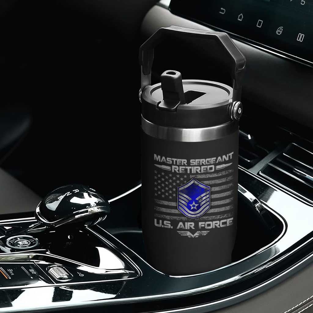 Retired Master Sergeant Of The Air Force Veteran Flip Straw Tumbler Vintage USA Flag Veterans TS10 Print Your Wear
