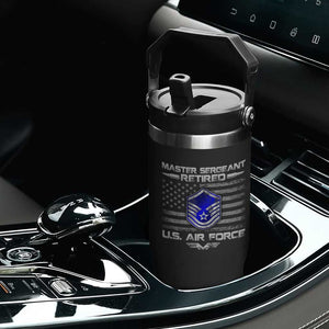 Retired Master Sergeant Of The Air Force Veteran Flip Straw Tumbler Vintage USA Flag Veterans TS10 Print Your Wear