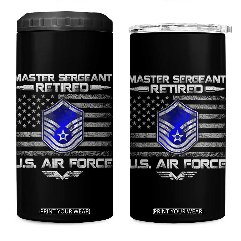 Retired Master Sergeant Of The Air Force Veteran 4 in 1 Can Cooler Tumbler Vintage USA Flag Veterans TS10 One Size: 16 oz Black Print Your Wear