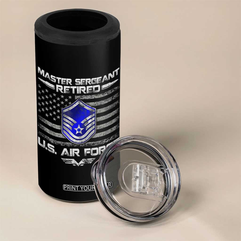 Retired Master Sergeant Of The Air Force Veteran 4 in 1 Can Cooler Tumbler Vintage USA Flag Veterans TS10 Print Your Wear