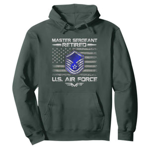 Retired Master Sergeant Of The Air Force Veteran Hoodie Vintage USA Flag Veterans TS10 Dark Forest Green Print Your Wear
