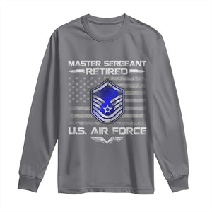 Retired Master Sergeant Of The Air Force Veteran Long Sleeve Shirt Vintage USA Flag Veterans TS10 Charcoal Print Your Wear