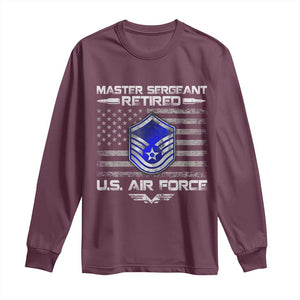 Retired Master Sergeant Of The Air Force Veteran Long Sleeve Shirt Vintage USA Flag Veterans TS10 Maroon Print Your Wear