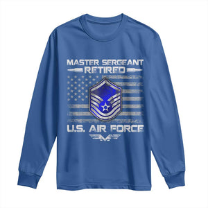 Retired Master Sergeant Of The Air Force Veteran Long Sleeve Shirt Vintage USA Flag Veterans TS10 Royal Blue Print Your Wear