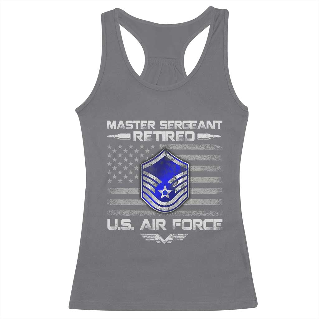 Retired Master Sergeant Of The Air Force Veteran Racerback Tank Top Vintage USA Flag Veterans TS10 Charcoal Print Your Wear