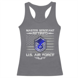 Retired Master Sergeant Of The Air Force Veteran Racerback Tank Top Vintage USA Flag Veterans TS10 Charcoal Print Your Wear