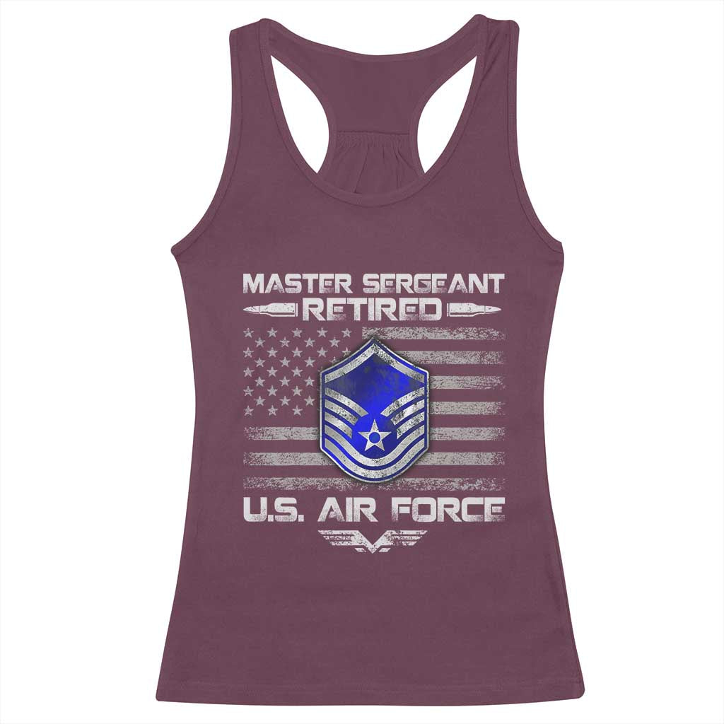 Retired Master Sergeant Of The Air Force Veteran Racerback Tank Top Vintage USA Flag Veterans TS10 Maroon Print Your Wear