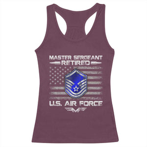 Retired Master Sergeant Of The Air Force Veteran Racerback Tank Top Vintage USA Flag Veterans TS10 Maroon Print Your Wear