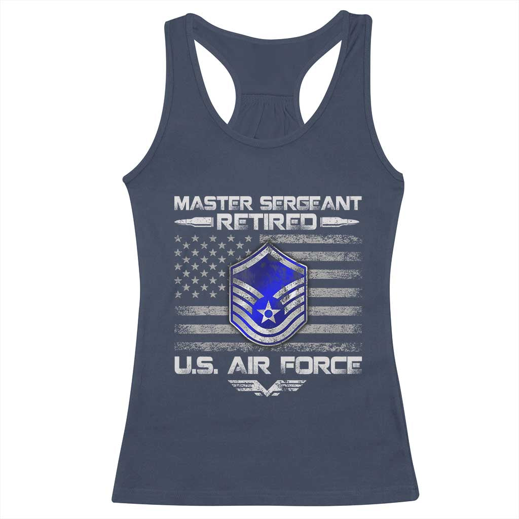 Retired Master Sergeant Of The Air Force Veteran Racerback Tank Top Vintage USA Flag Veterans TS10 Navy Print Your Wear