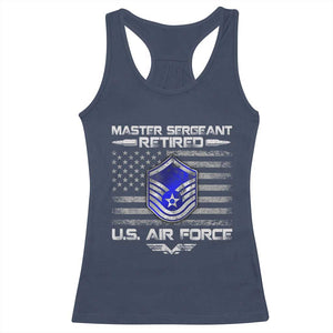 Retired Master Sergeant Of The Air Force Veteran Racerback Tank Top Vintage USA Flag Veterans TS10 Navy Print Your Wear