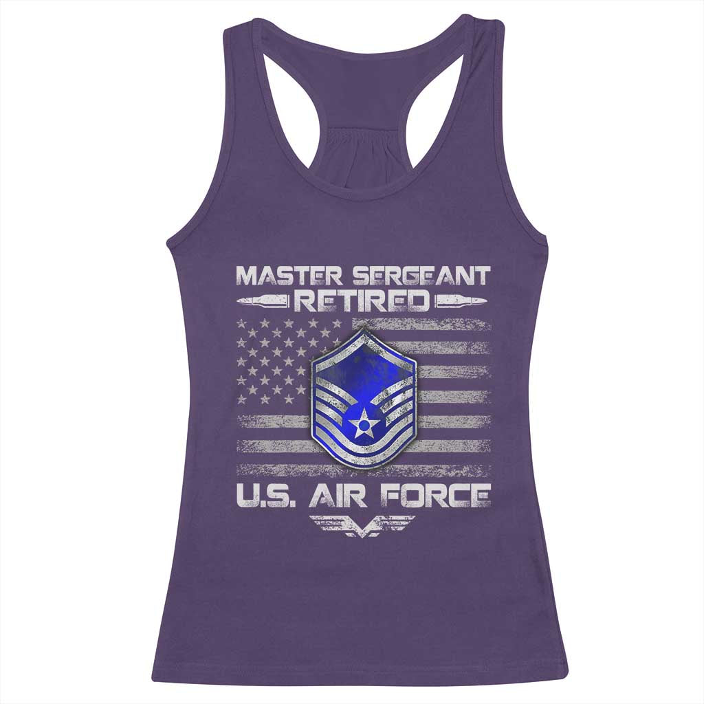 Retired Master Sergeant Of The Air Force Veteran Racerback Tank Top Vintage USA Flag Veterans TS10 Purple Print Your Wear