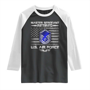 Retired Master Sergeant Of The Air Force Veteran Raglan Shirt Vintage USA Flag Veterans TS10 Black White Print Your Wear