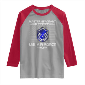 Retired Master Sergeant Of The Air Force Veteran Raglan Shirt Vintage USA Flag Veterans TS10 Sport Gray Red Print Your Wear