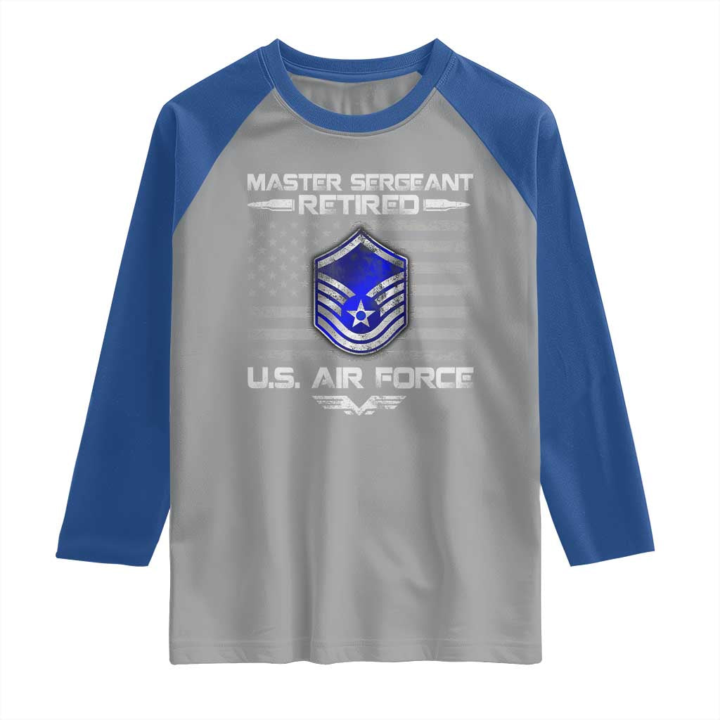 Retired Master Sergeant Of The Air Force Veteran Raglan Shirt Vintage USA Flag Veterans TS10 Sport Gray Royal Print Your Wear